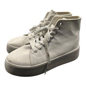 Nasty Gal White Canvas High-Top Platform Sneakers With Lace-Up Closure Women Siz